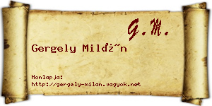 Gergely Milán névjegykártya